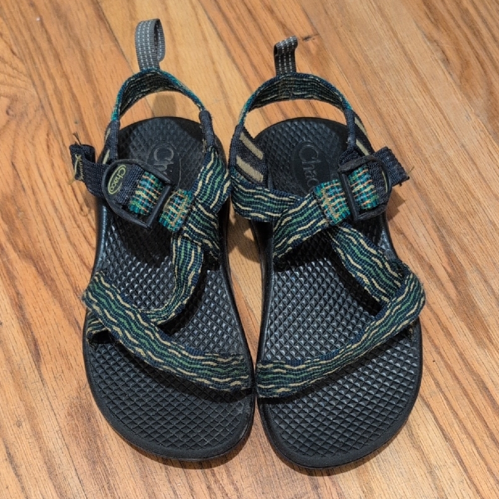 Chaco Black and Green Sandals with Adjustable Straps